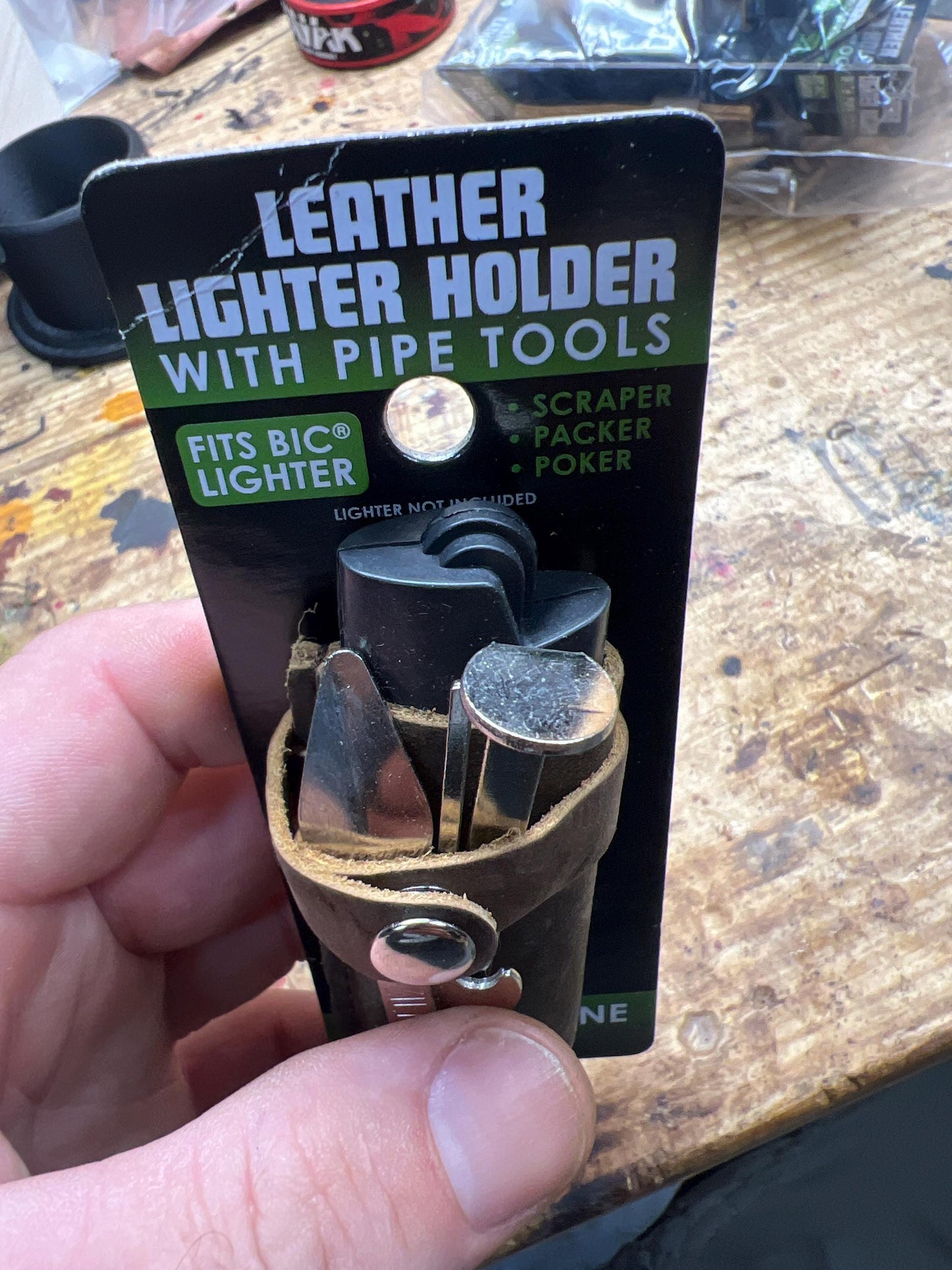 Pipe/bic lighter holder and tool combo