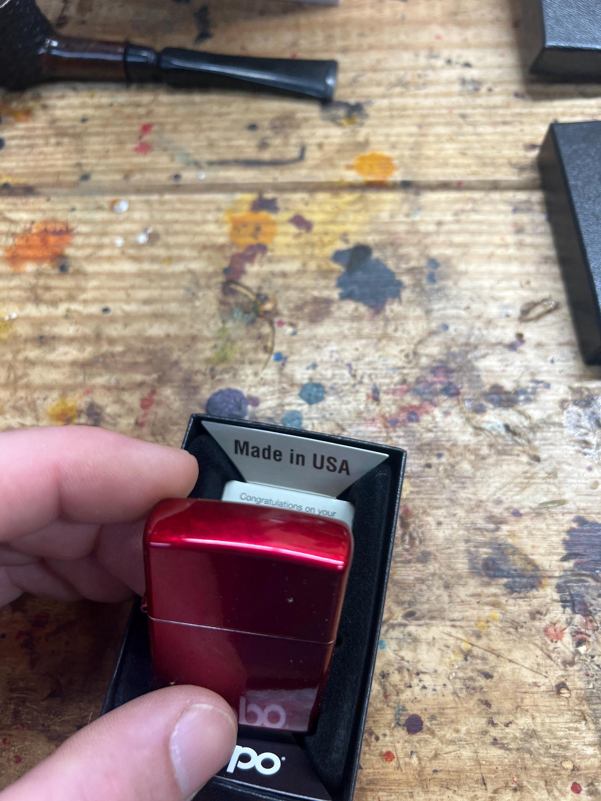 Zippo standard wind proof lighter.candy apple red.