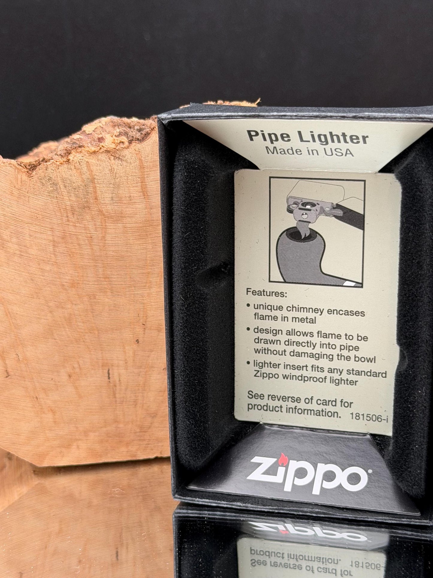 Zippo pipe insert wind proof lighter.